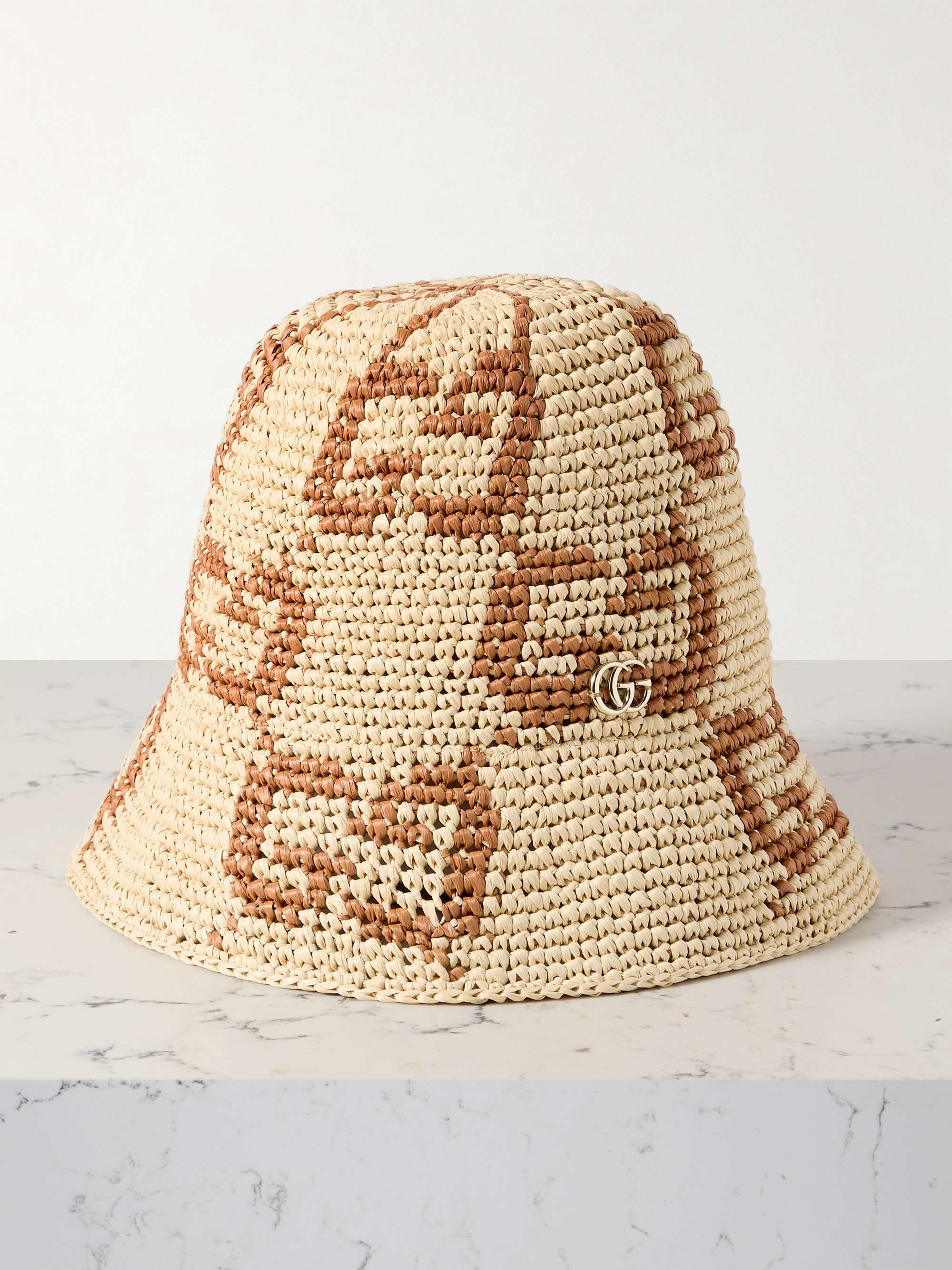 GUCCI Embellished straw bucket hat NET A PORTER