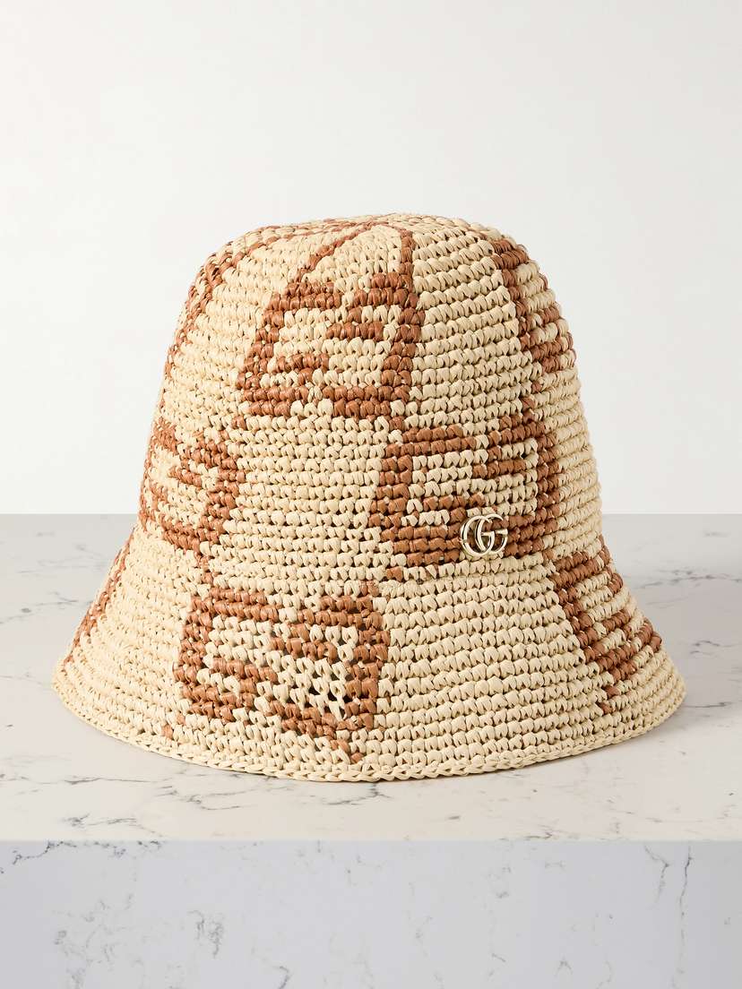 Gucci Embellished traw Bucket Hat
