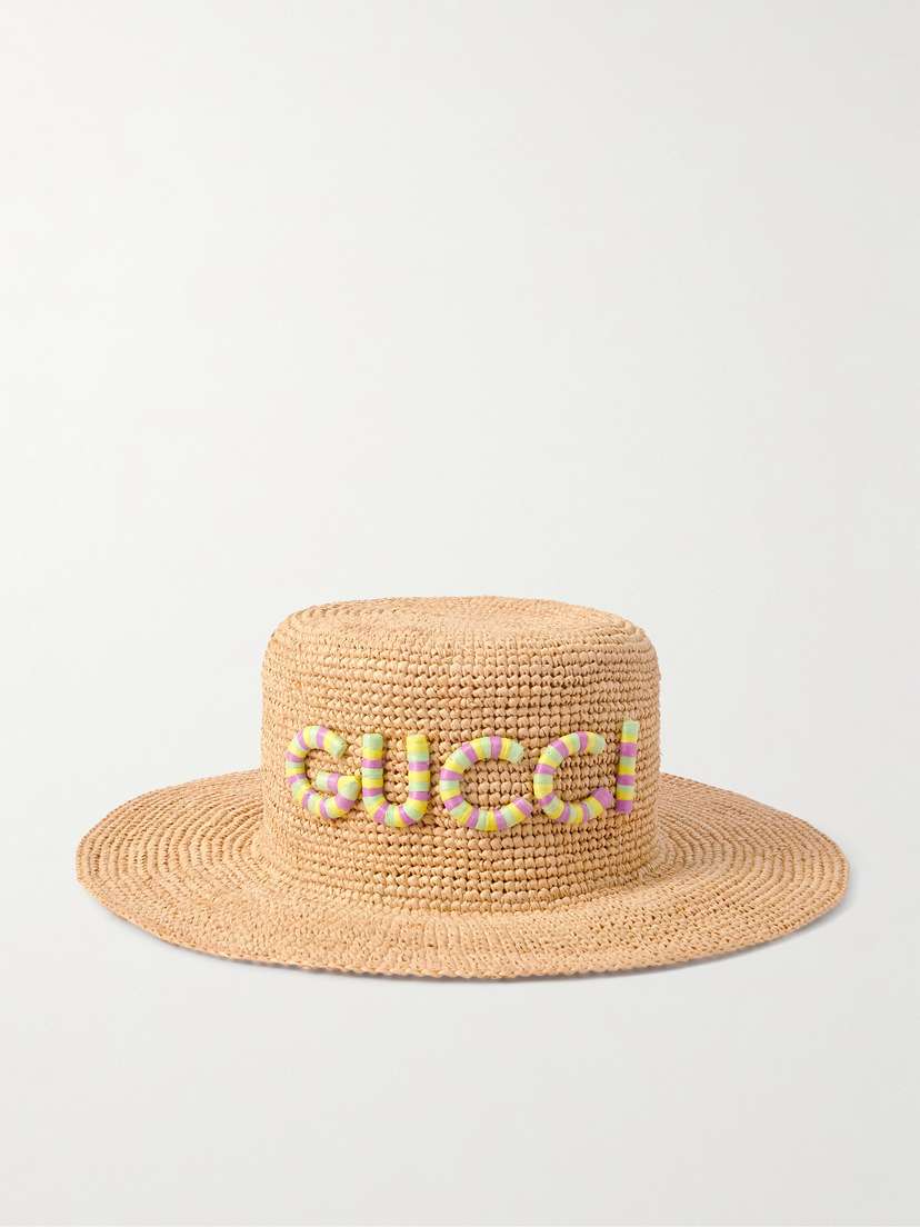 Gucci Embroidered Straw Hat