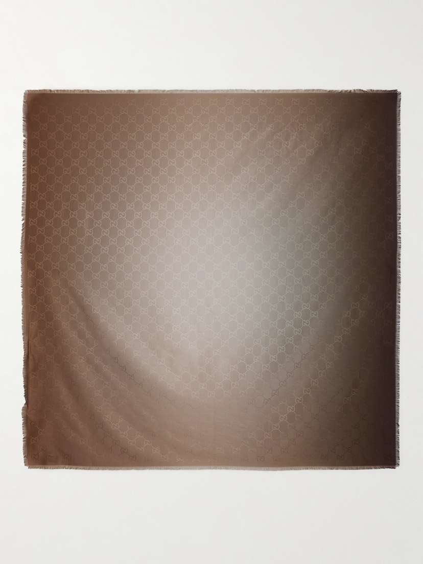 Gucci Oversized Fringed Dégradé Cotton And Silk-blend Jacquard Scarf