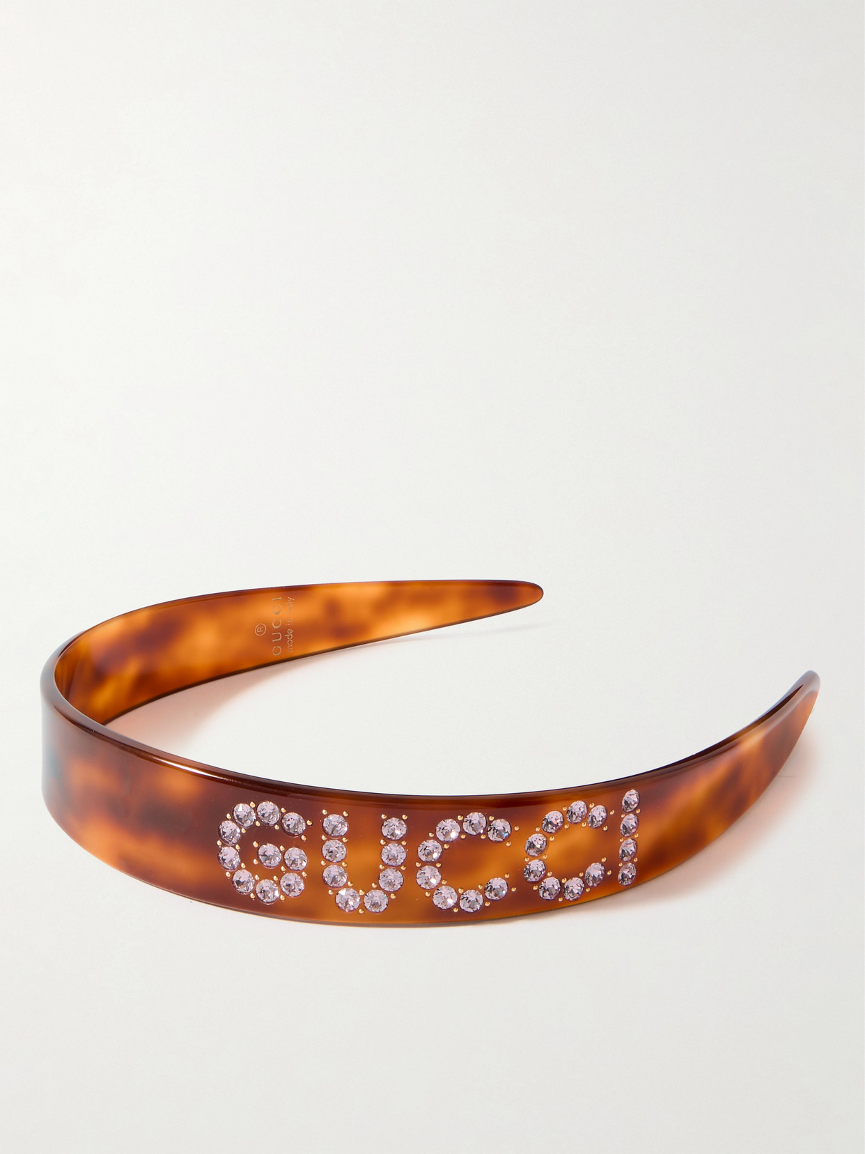 Gucci Embellished Tortoiseshell Resin Headband In Brown