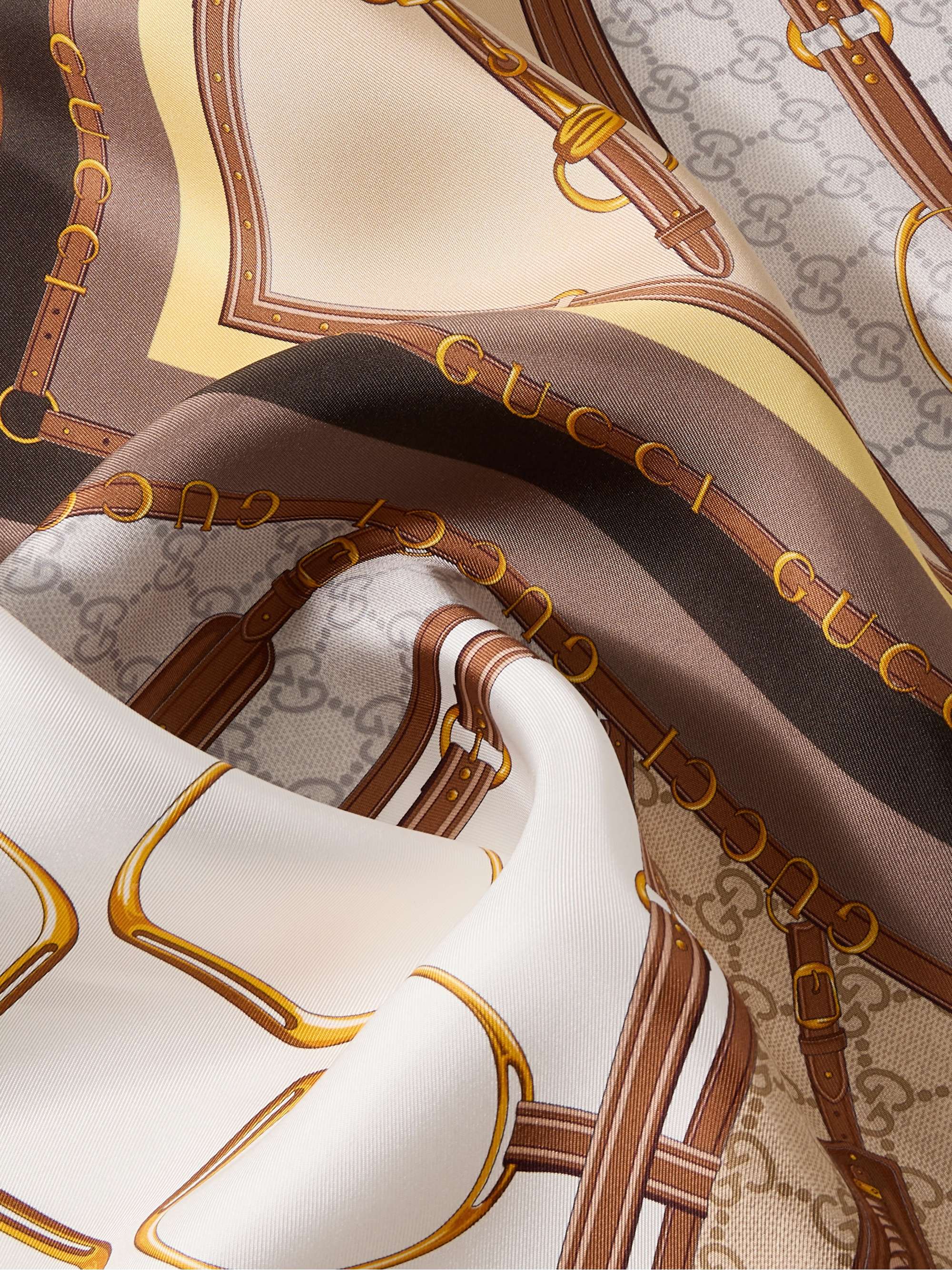 GUCCI Printed silk-twill scarf | NET-A-PORTER