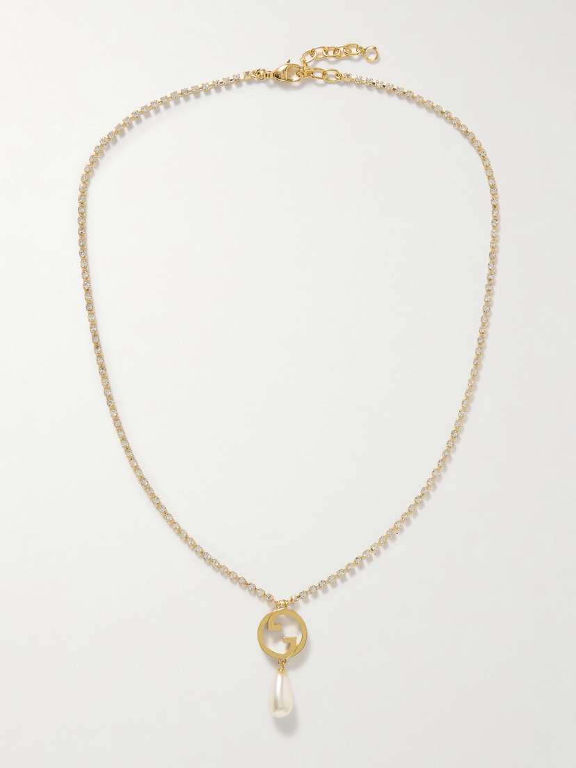 Gucci Blondie Gold-tone, Faux-pearl And Crystal Necklace