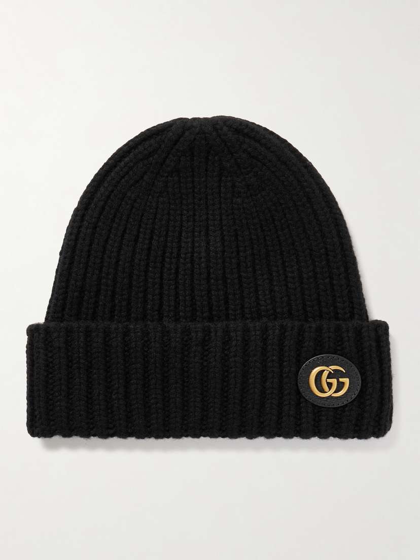 Gucci Victor Appliquéd Ribbed Wool And Cashmere-blend Beanie