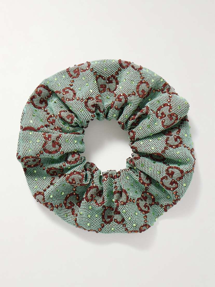 Gucci Crystal-embellished Canvas-jacquard Scrunchie