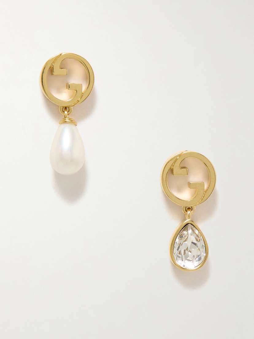 Gucci Blondie Gold-tone, Faux Pearl And Crystal Earrings