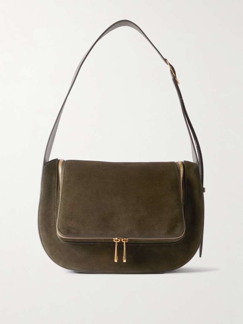 Anya Hindmarch Vere Leather-trimmed Suede Shoulder Bag