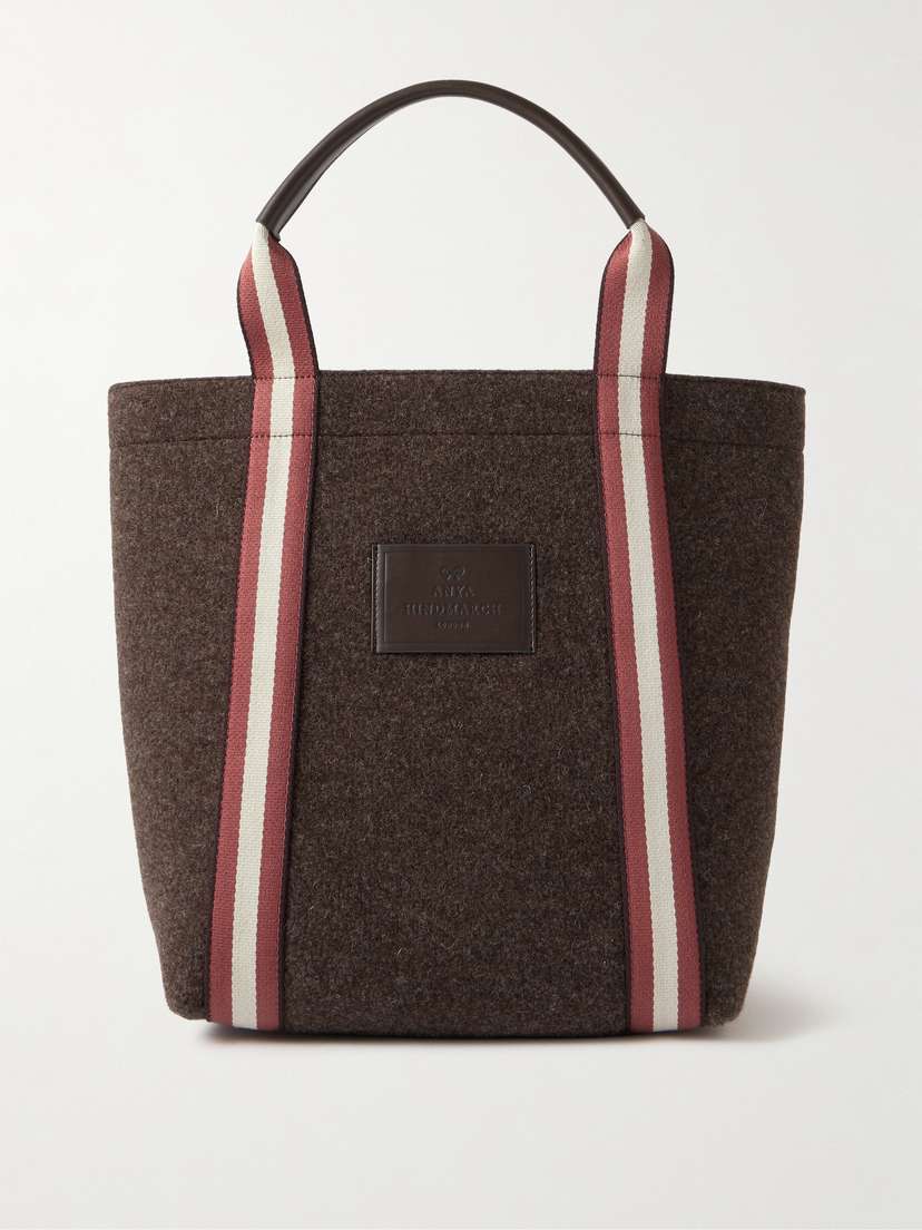 Anya Hindmarch Pont Small Canvas-jacquard And Leather-trimmed Recycled Wool-felt Tote