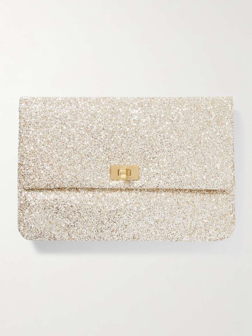 Anya Hindmarch Valorie Glittered Leather Clutch