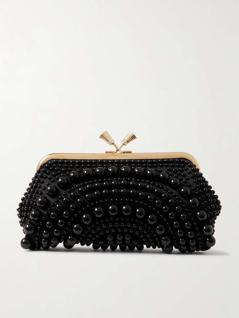 Anya Hindmarch Maud Bead-embellished Satin Clutch
