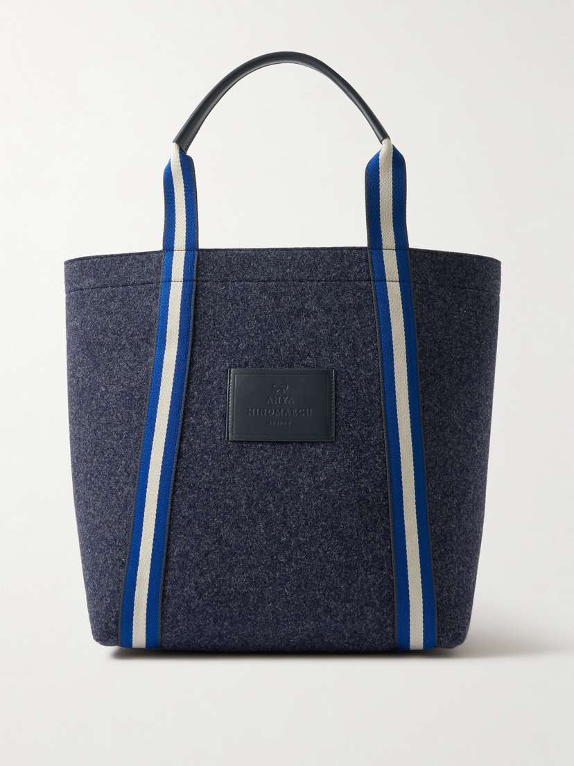 Anya Hindmarch Pont Canvas-jacquard And Leather-trimmed Recycled Wool-felt Tote