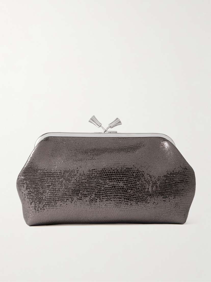Anya Hindmarch Maud Metallic Textured-leather Clutch