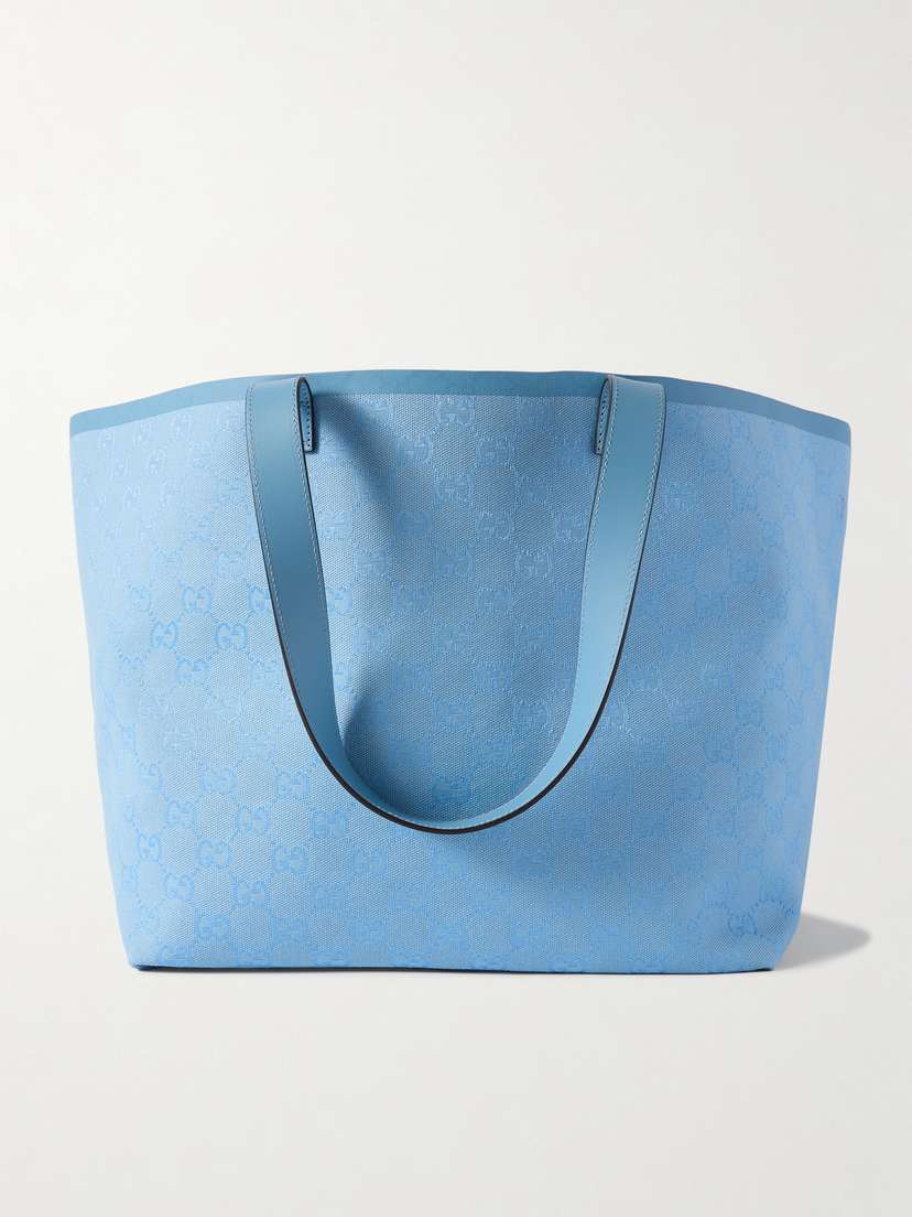 Gucci Totissima Leather-trimmed Canvas-jacquard Tote