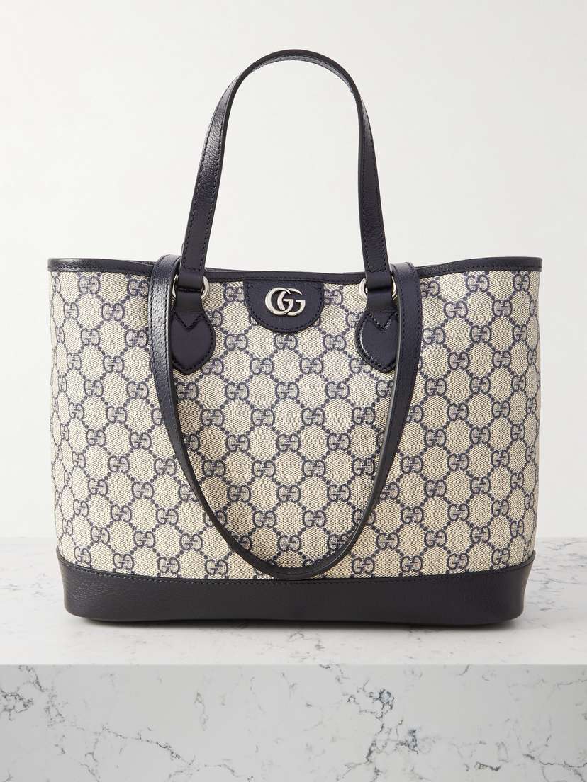 Gucci Ophidia Tess Embellished Leather-trimmed Printed Coated-canvas Shoulder Bag