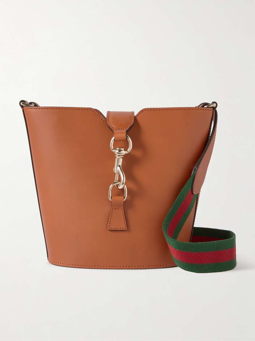 Gucci Webbing-trimmed Leather Shoulder Bag