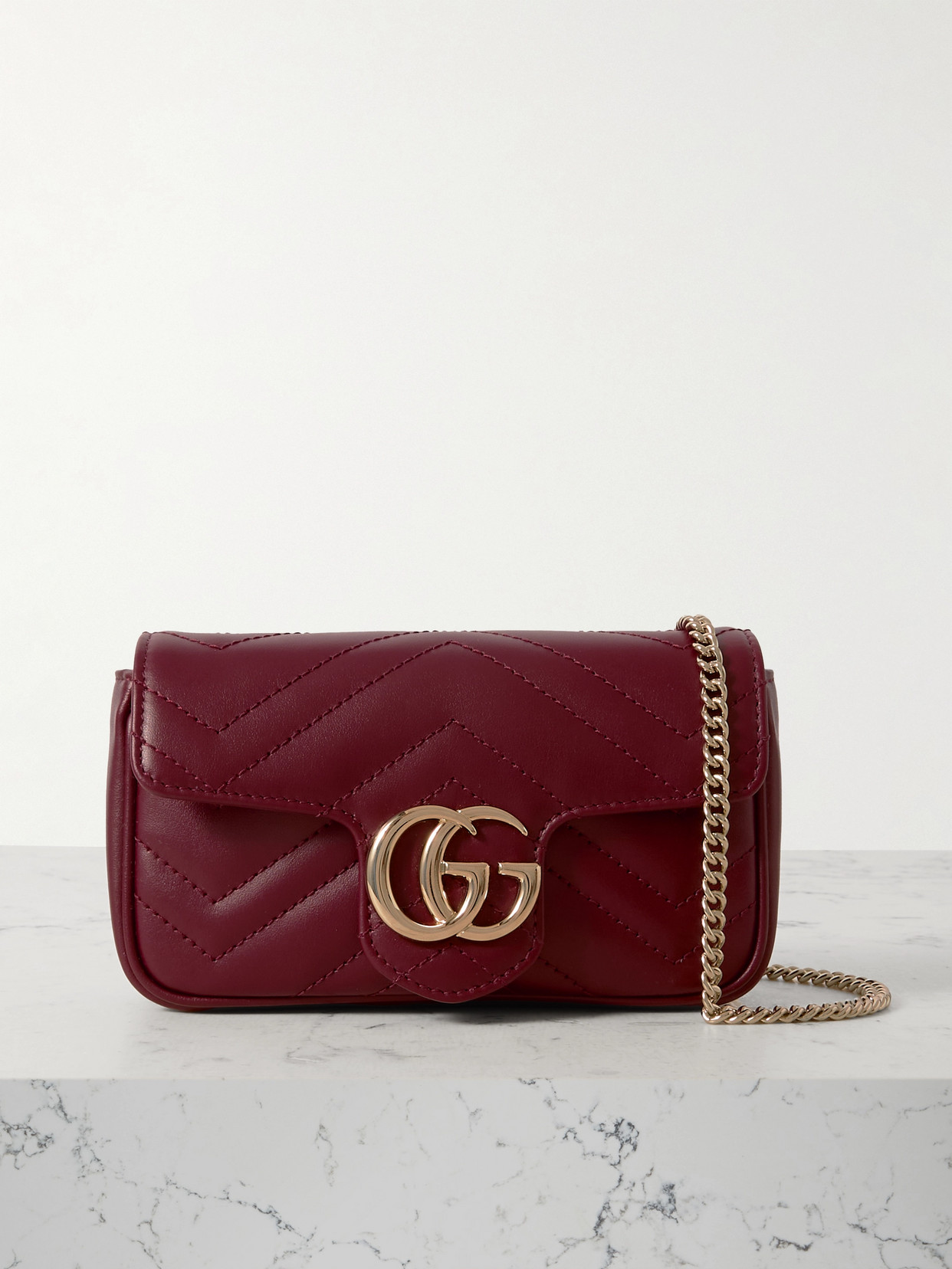 Gucci Gg Marmont 2.0 Matelassé Leather Mini Shoulder Bag In Burgundy