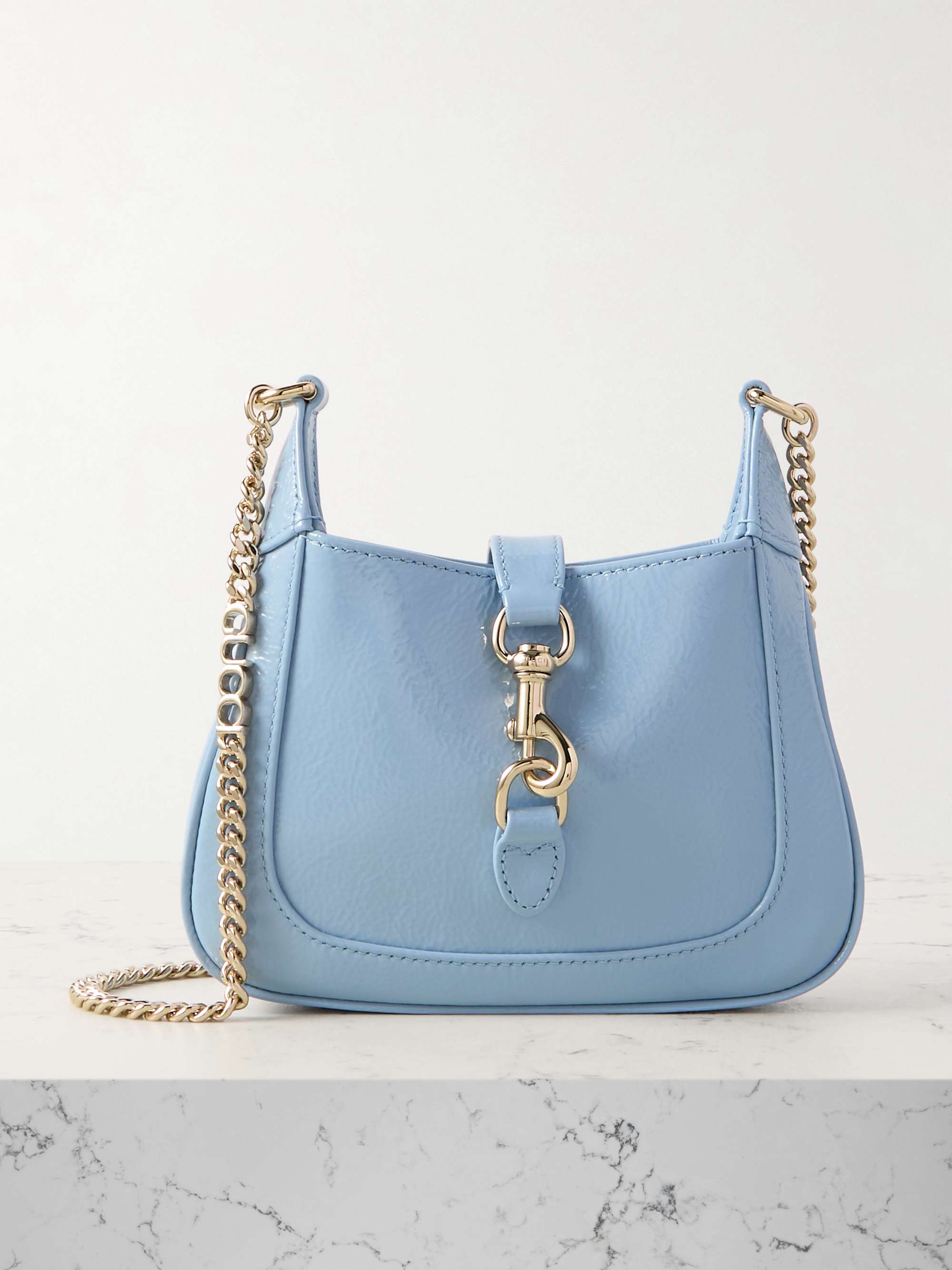 GUCCI Jackie Notte mini crinkled patent-leather shoulder bag | NET-A-PORTER