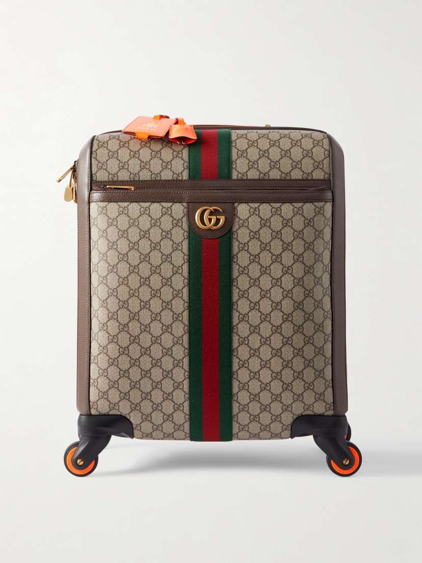 Gucci Savoy Leather-trimmed Printed Coated-canvas Suitcase