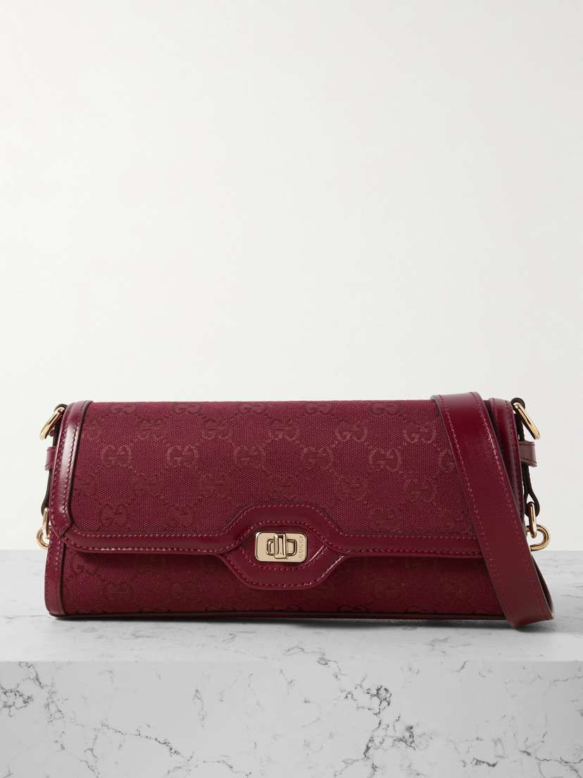 Gucci Luce Leather-trimmed Canvas-jacquard Shoulder Bag