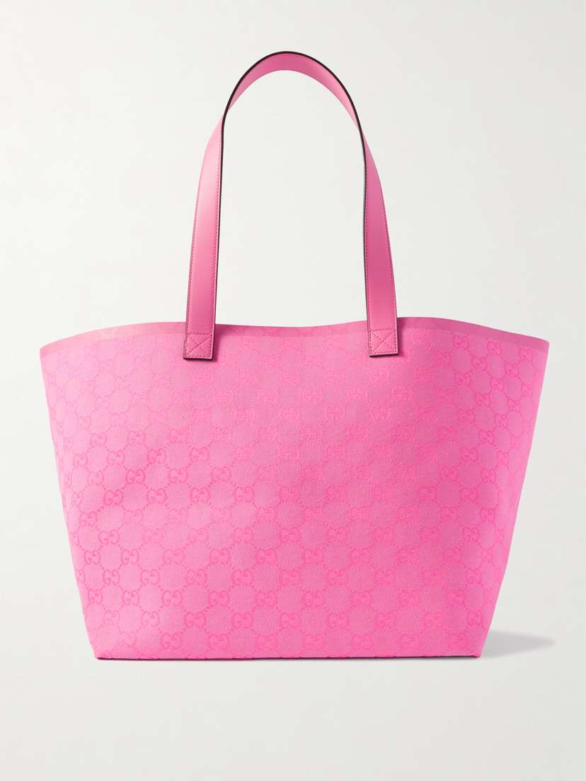 Gucci Totissima Leather-trimmed Canvas-jacquard Tote