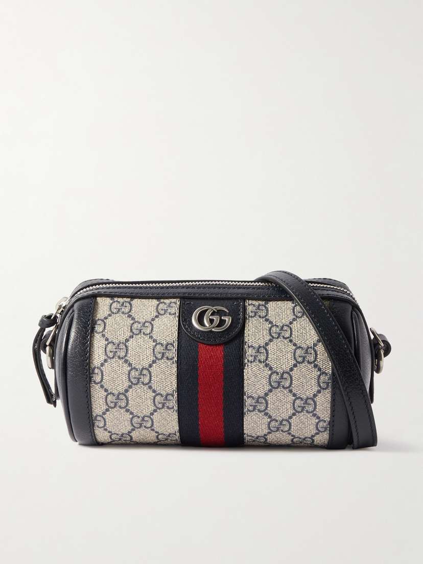 Gucci Ophidia Mini Leather- And Webbing-trimmed Printed Coated-canvas Shoulder Bag