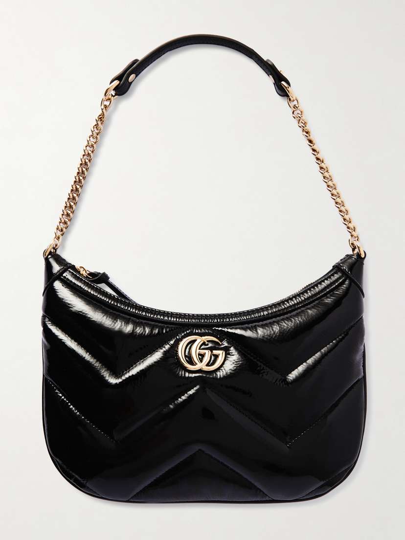 Gucci Gg Marmont 2.0 Quilted Patent-leather Shoulder Bag