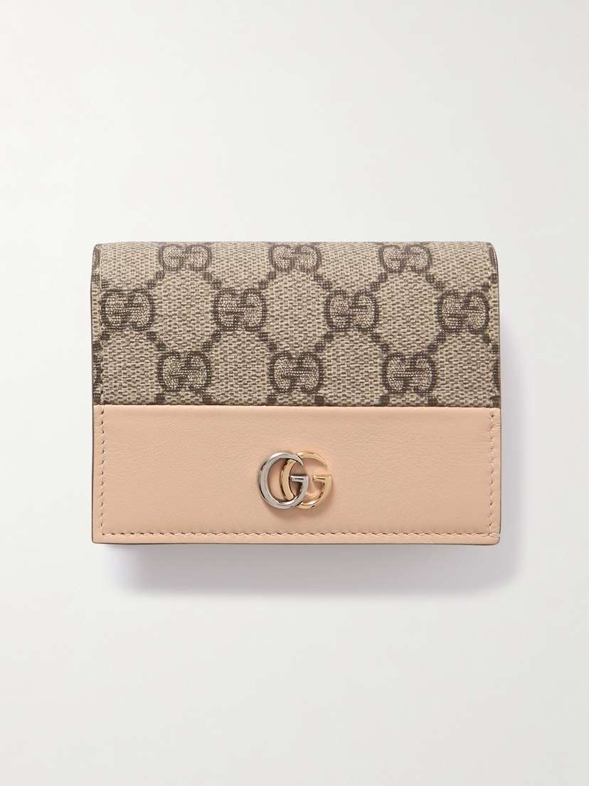 Gucci Petite Marmont Coated-canvas And Textured-leather Wallet