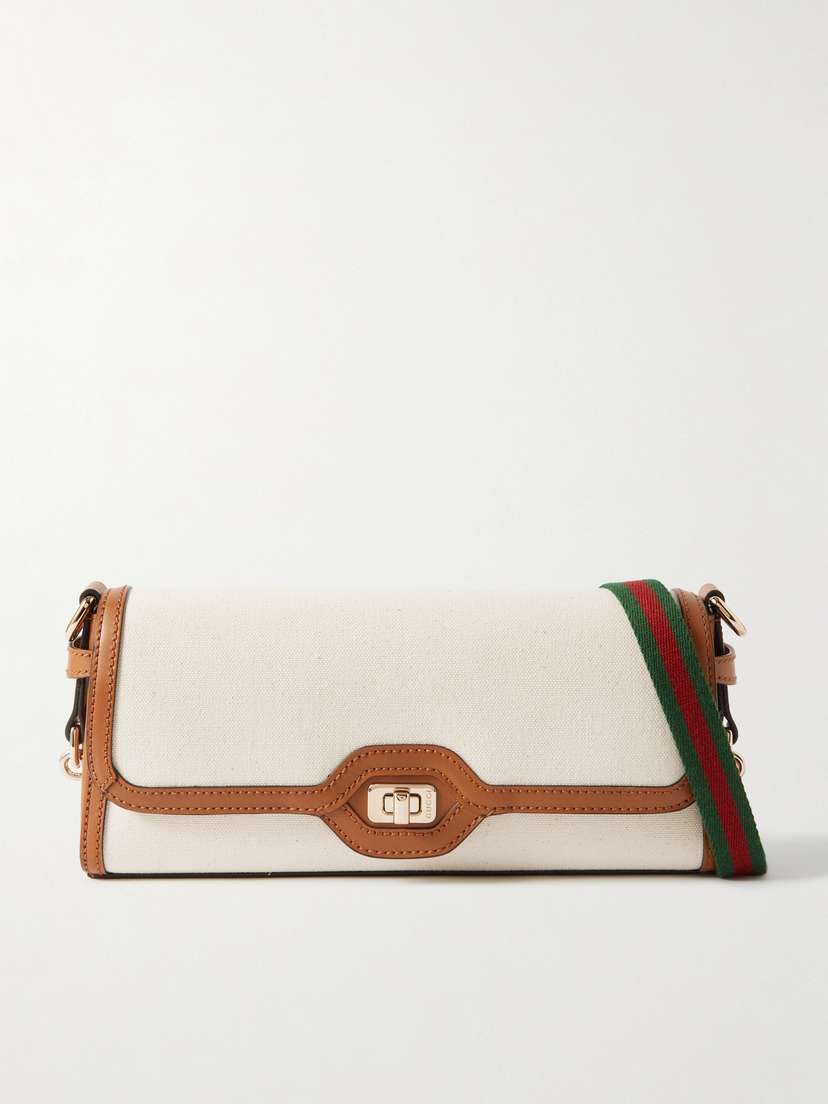 Gucci Luce Leather-trimmed Canvas Shoulder Bag