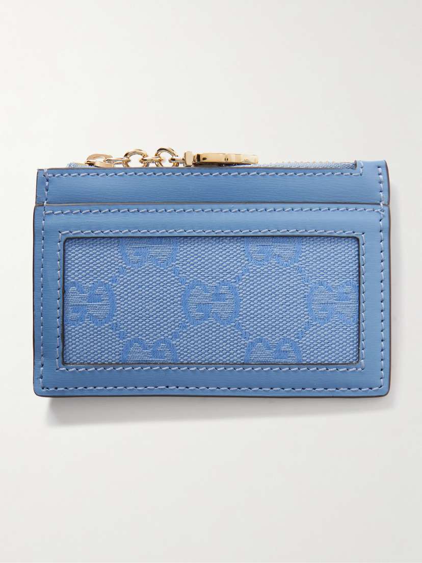 Gucci Luce Embellished Textured-leather And Canvas-jacquard Cardholder