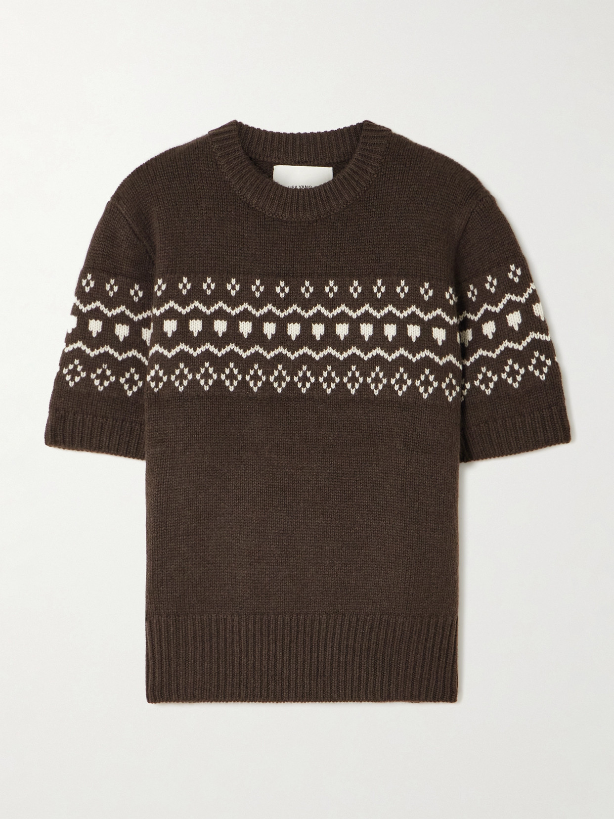 Lisa Yang Ylva Fair Isle Cashmere Sweater In Brown