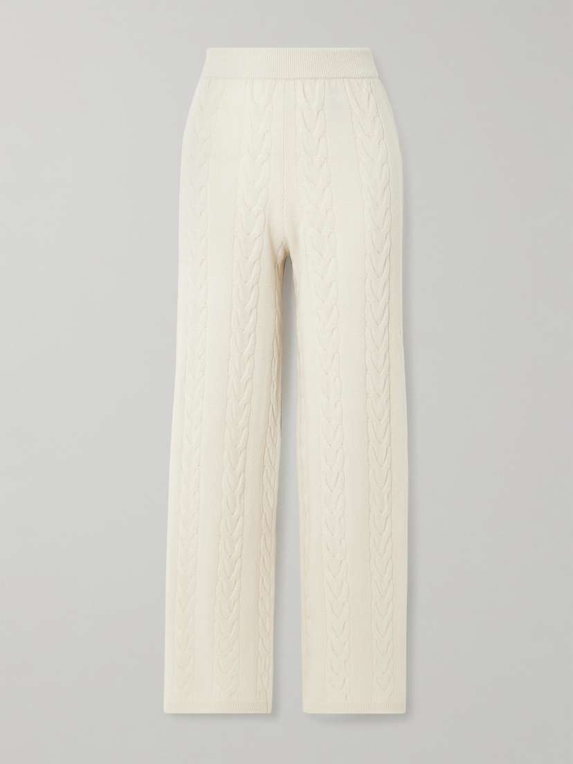 Lisa Yang Dagny Cable-knit Cashmere Straight-leg Track Pants