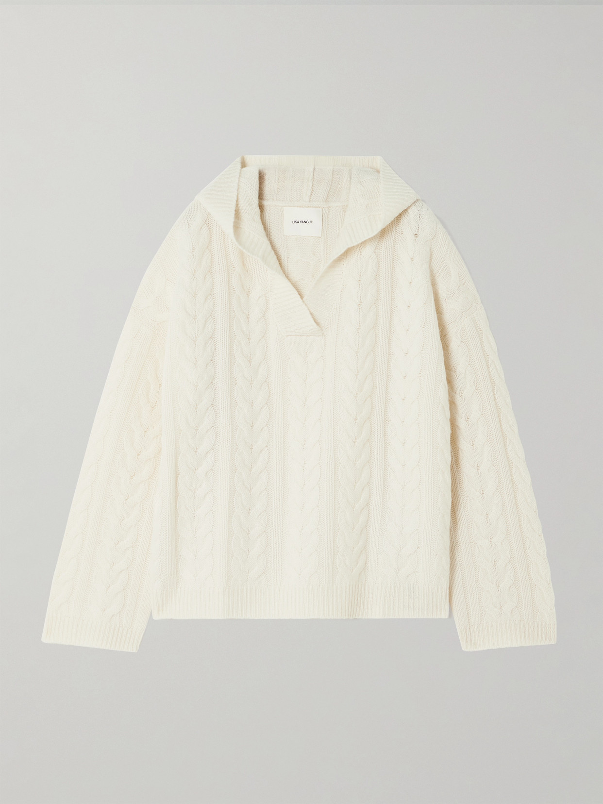 Lisa Yang Cable-knit Cashmere Hoodie In Cream