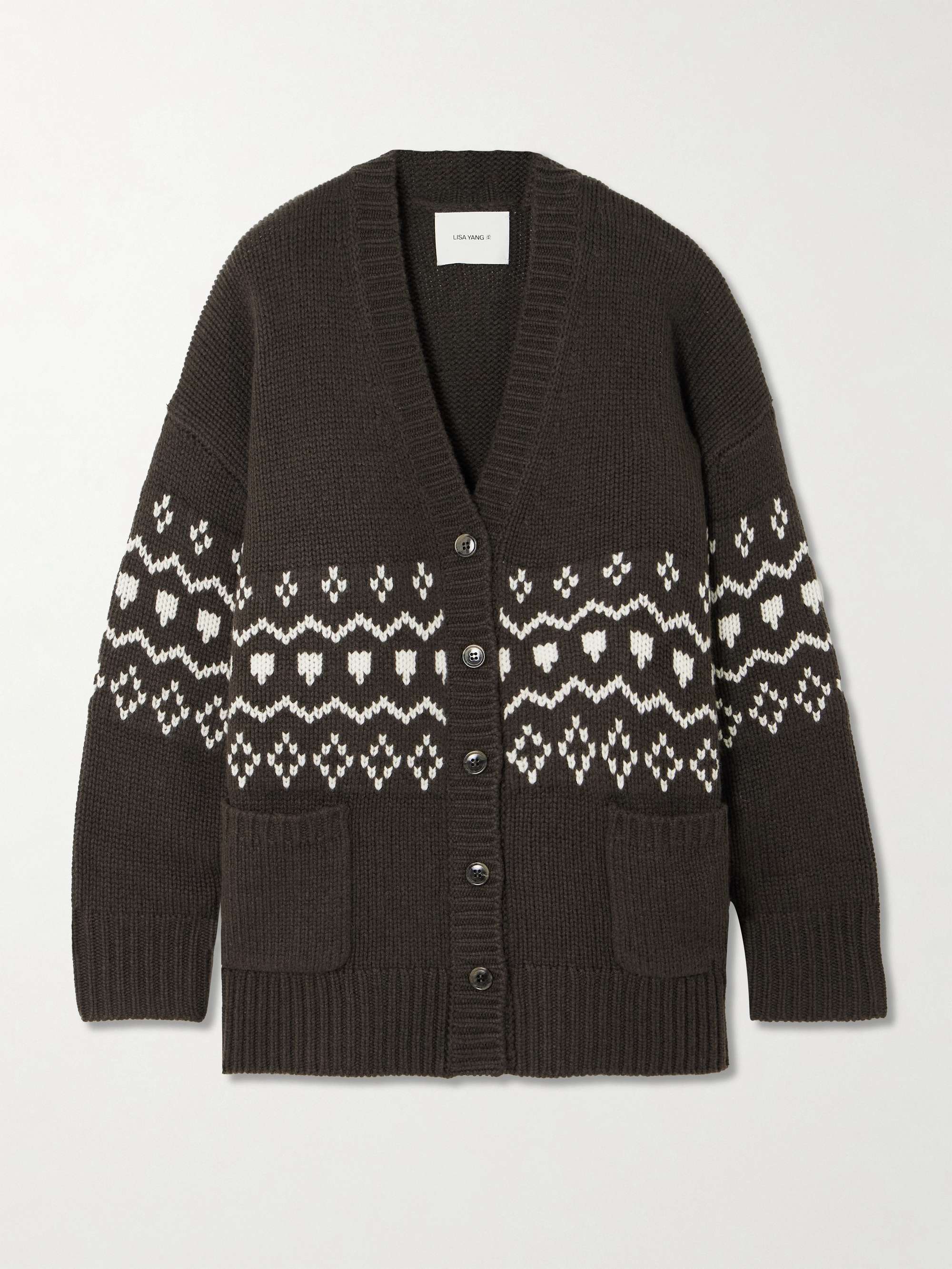 Greyson Fair Isle cashmere cardigan brown 0