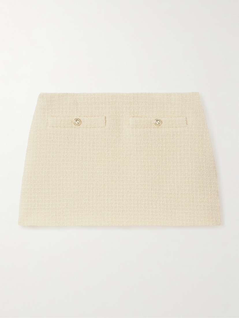 Gucci Button-embellished Wool-blend Bouclé-tweed Mini Skirt