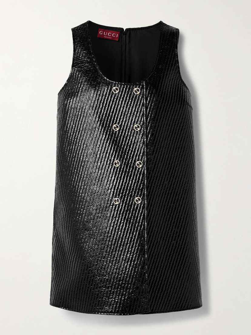 Gucci Double-breasted Quilted Coated Wool-blend Mini Dress