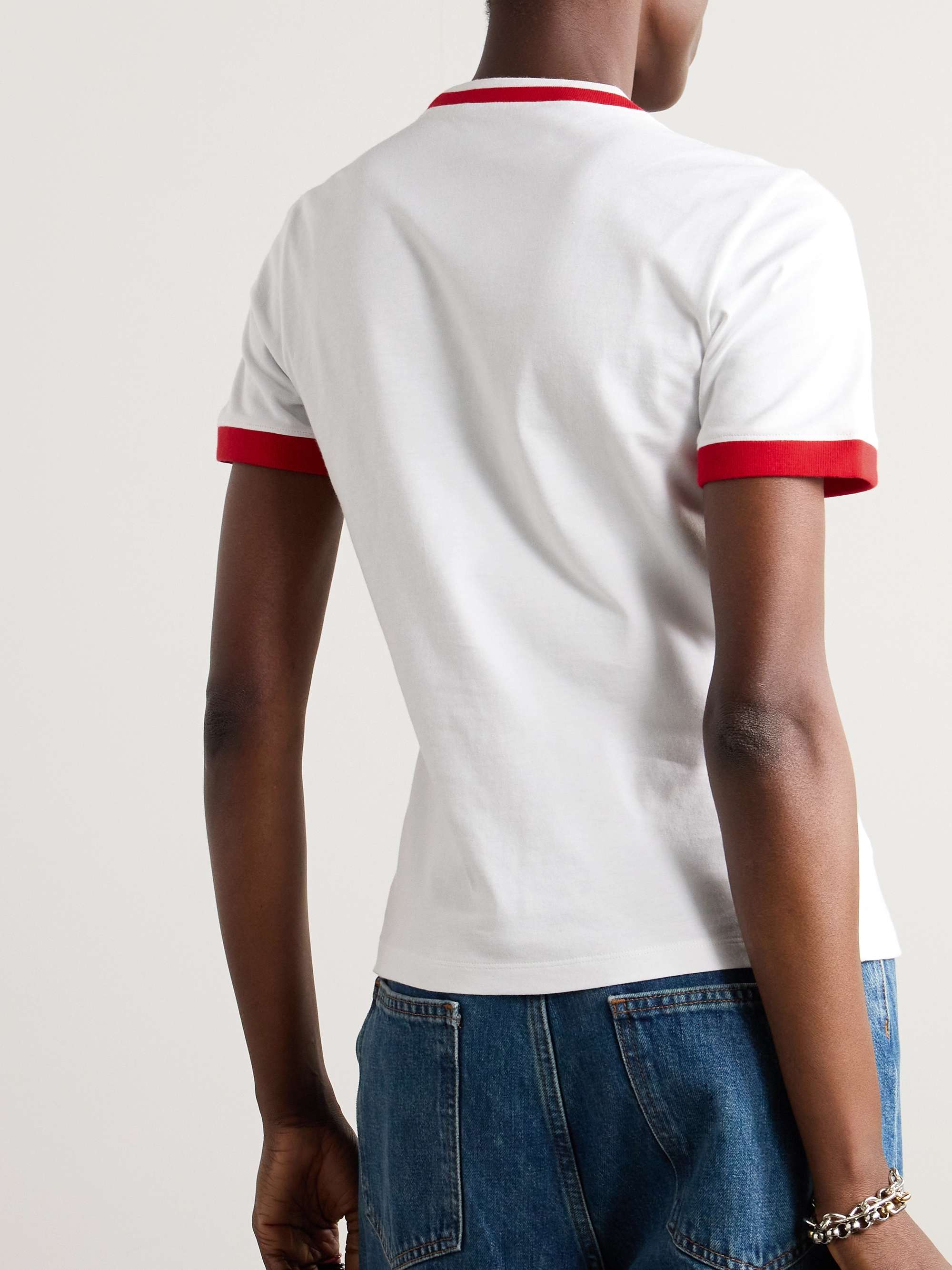 GUCCI Embroidered cotton-jersey T-shirt | NET-A-PORTER GUCCI Embroidered cotton-jersey T-shirt | NET-A-PORTER