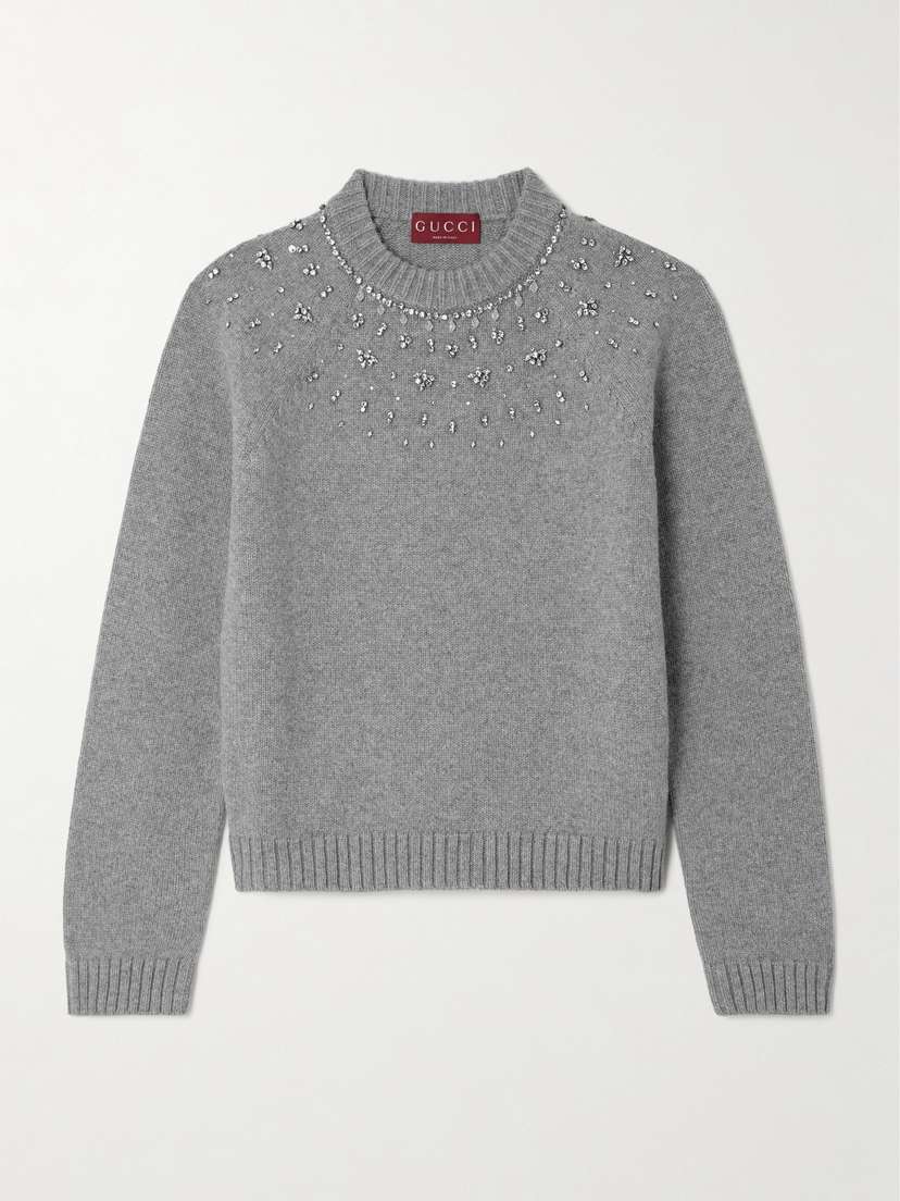 Gucci Crystal-embellished Wool And Cashmere-blend Sweater