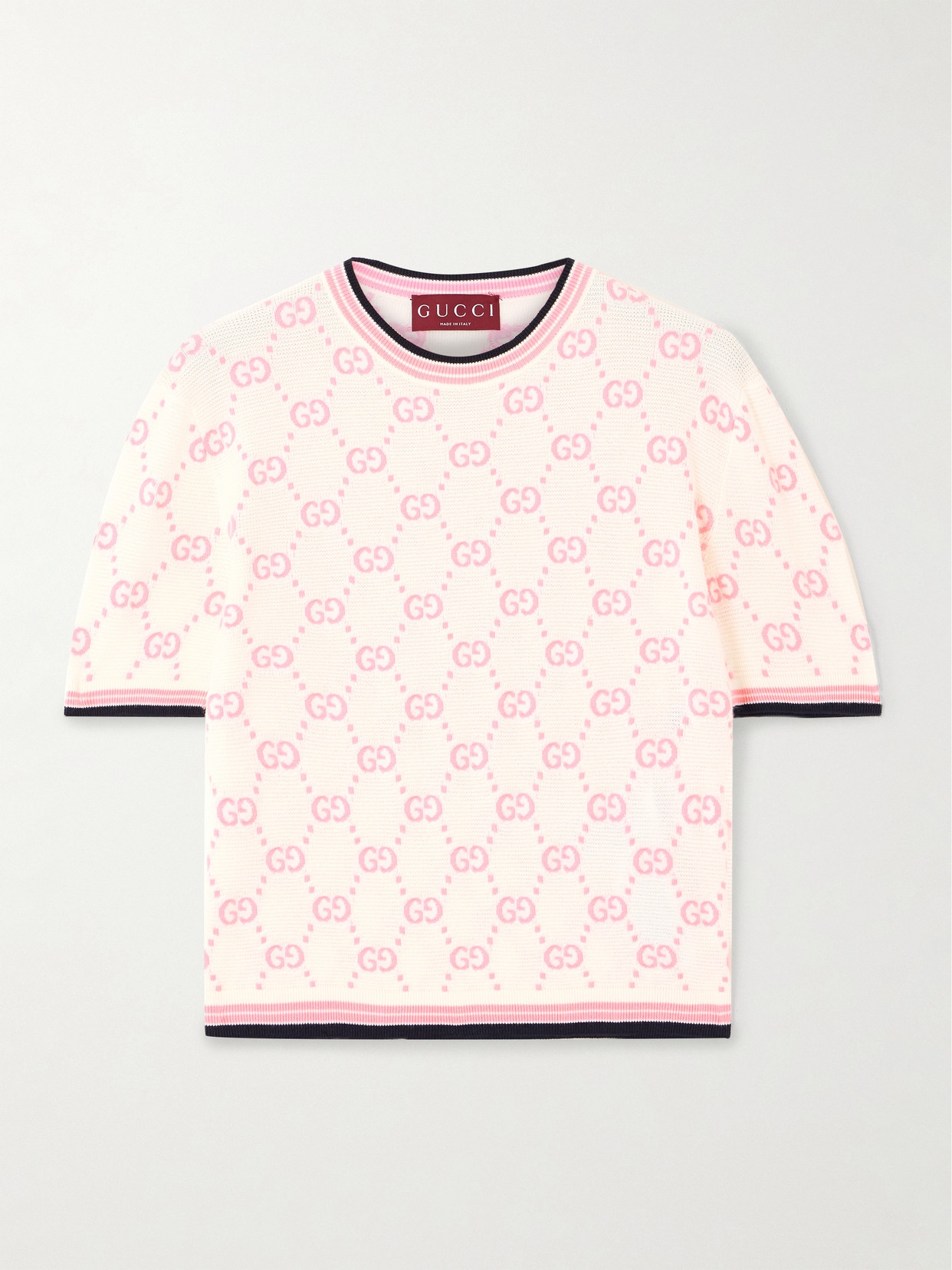 Gucci - Papiro Webbing-trimmed Jacquard-knit Cotton Sweater - Ivory