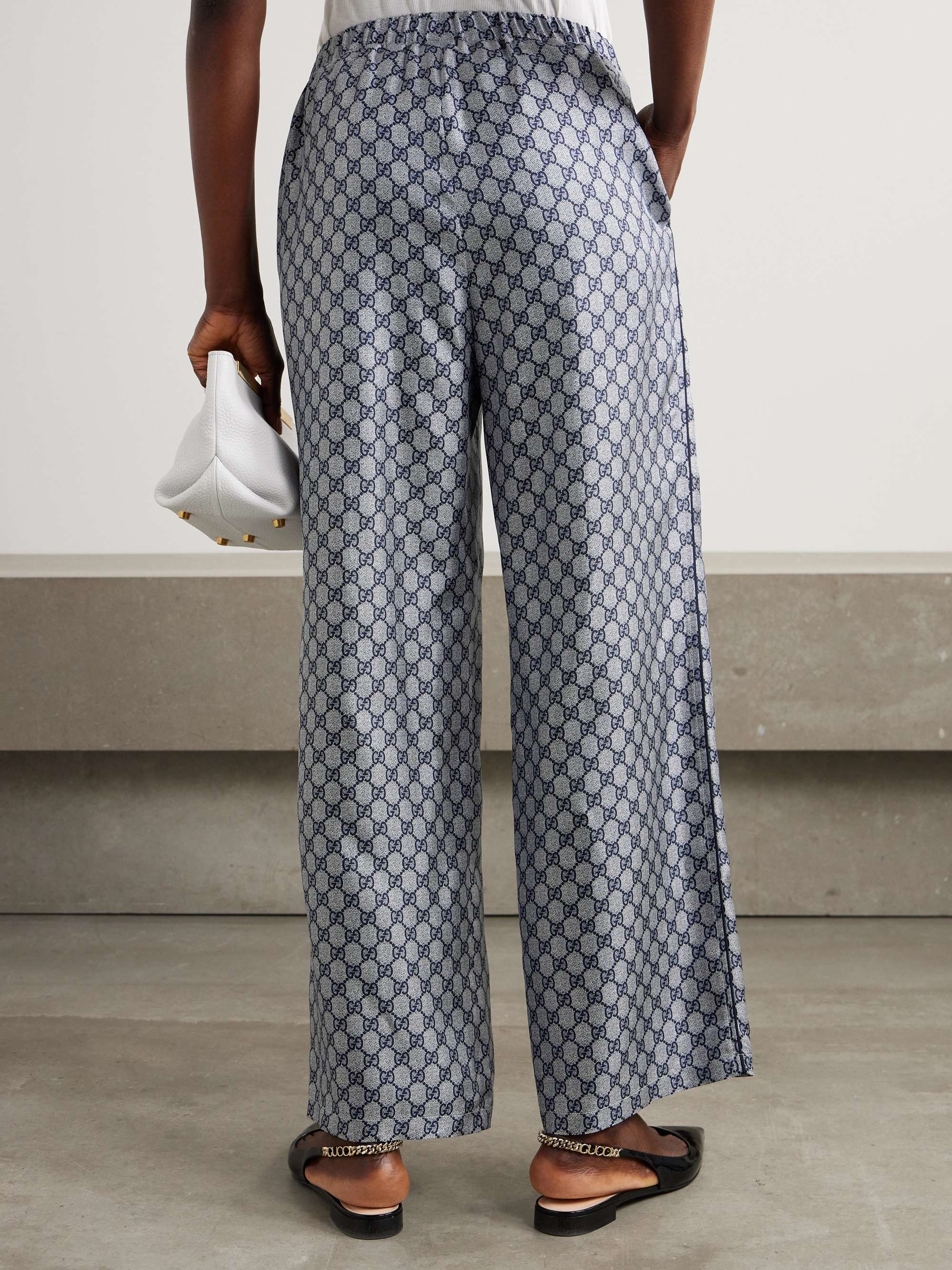 Gucci pajama pants fuzzy white best sale