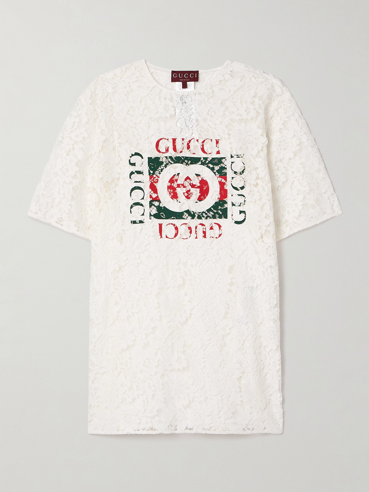 Gucci Printed Corded Lace T-shirt In White