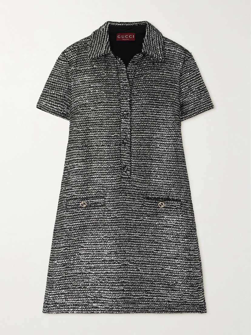 Gucci Sequined Wool-blend Metallic Tweed Mini Dress