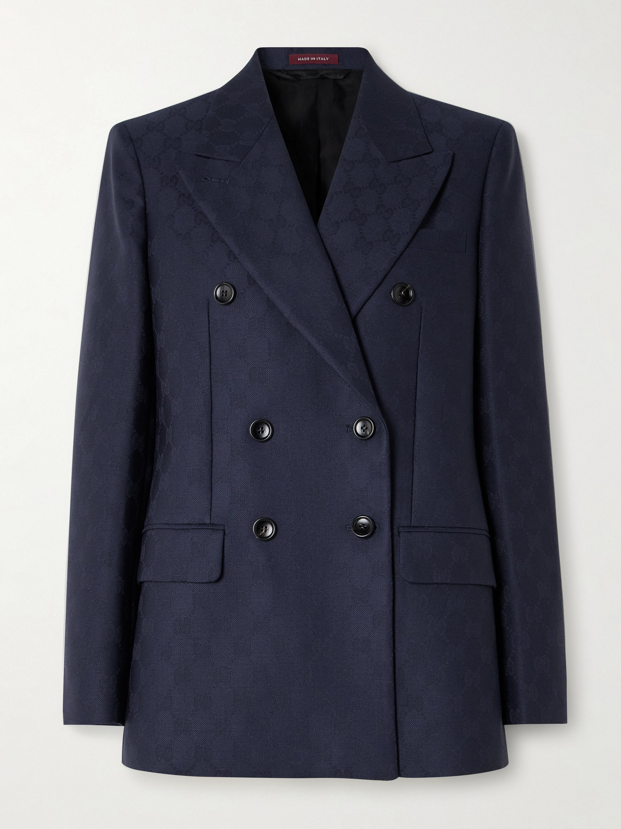 Gucci Double-breasted Wool-jacquard Blazer In Brown