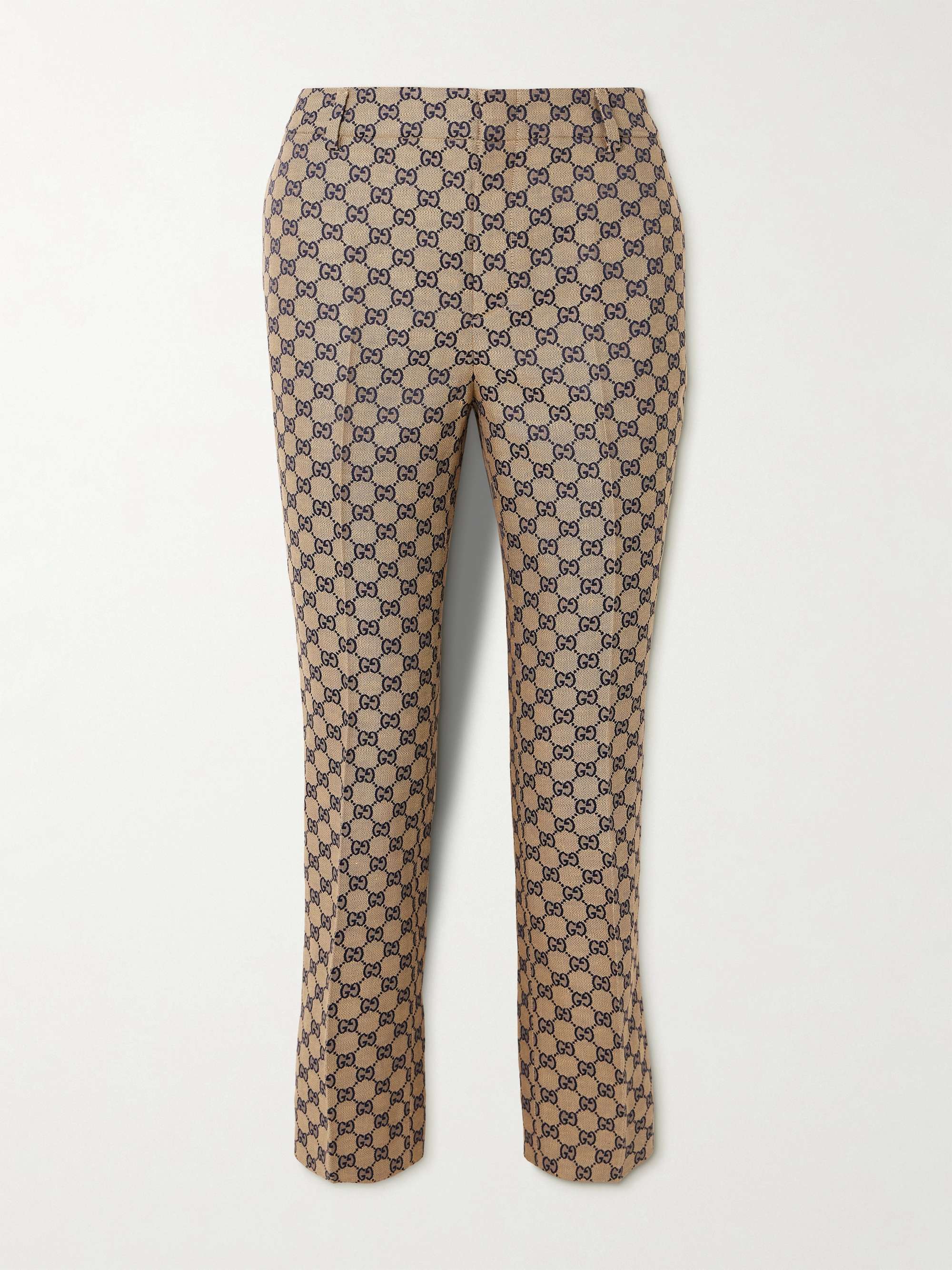 GUCCI Linen-blend canvas-jacquard tapered pants | NET-A-PORTER