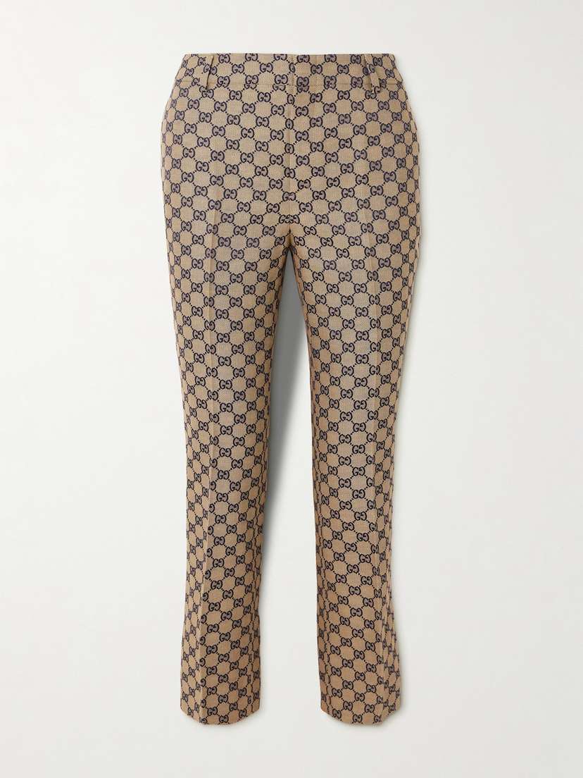 Gucci Linen-blend Canvas-jacquard Tapered Pants