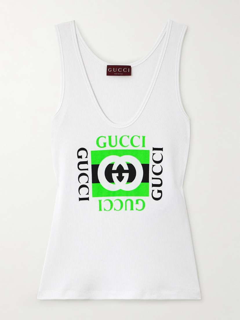 Gucci Printed Ribbed Cotton-jersey Tank