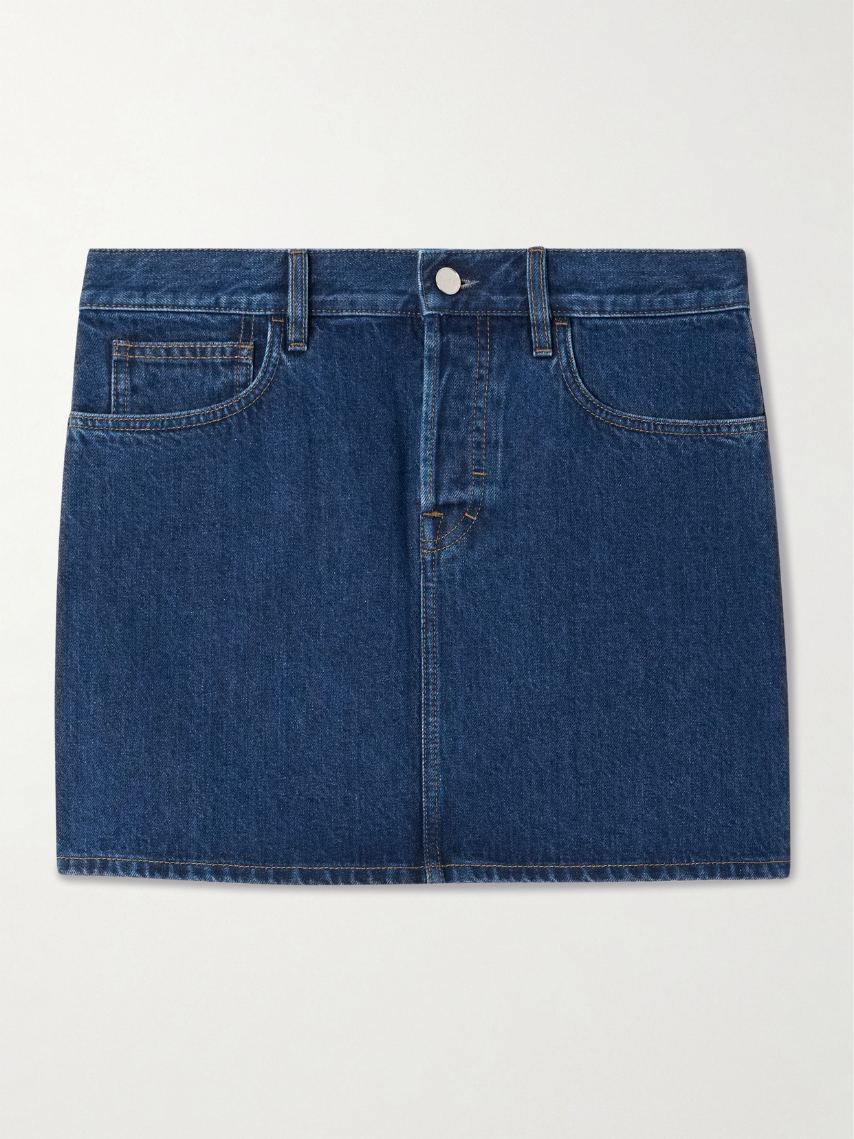 Gucci Mini Lasered Denim Skirt In Blue