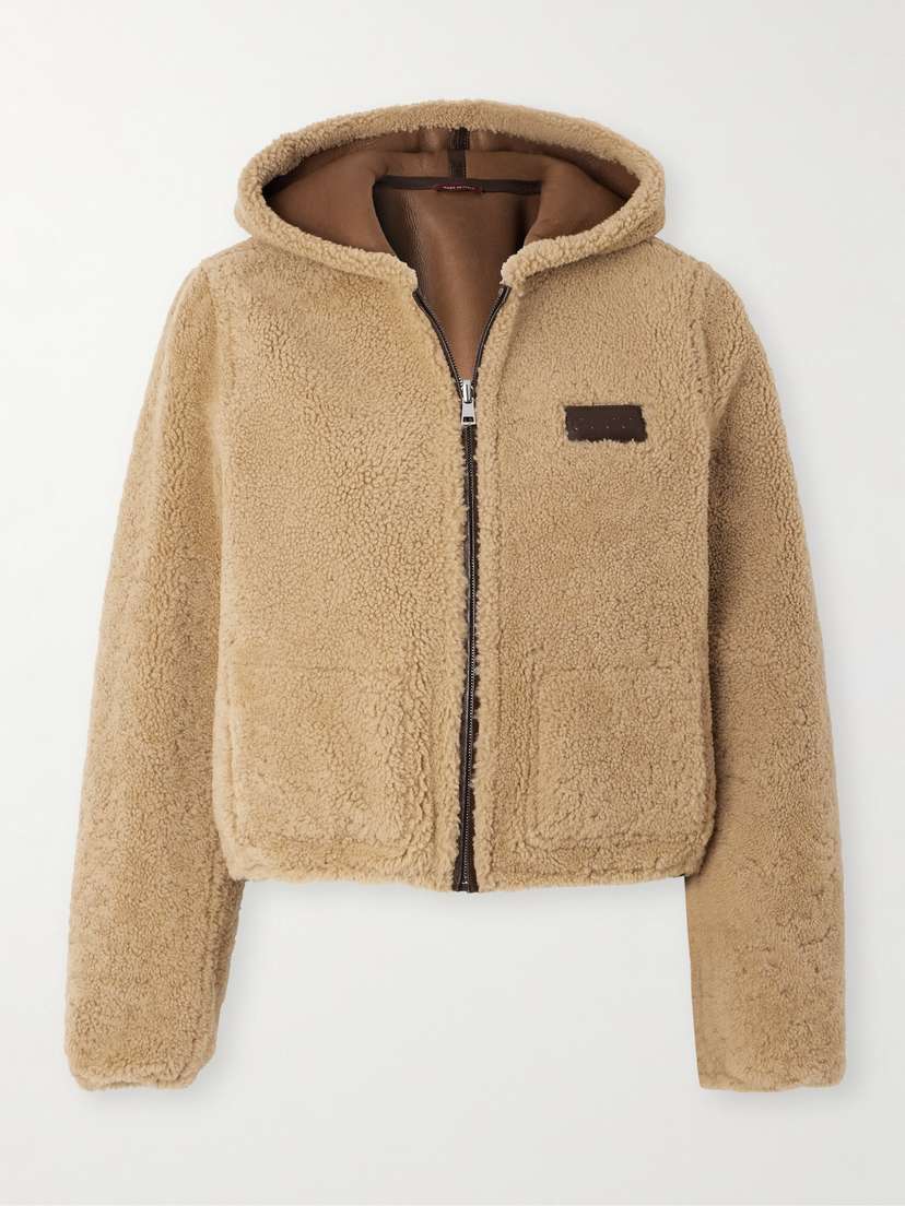 Gucci Cropped Hooded Reversible Shearling Jacket