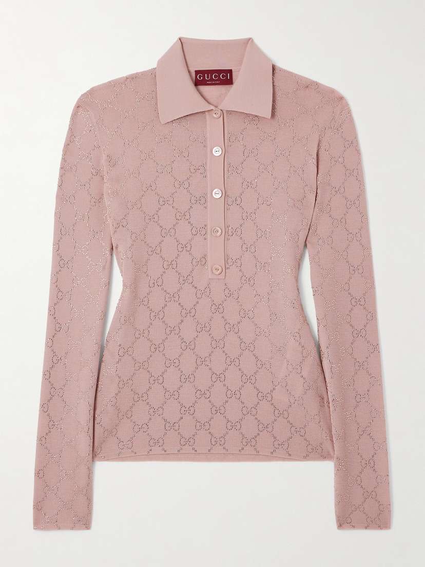 Gucci Embellished Wool Polo Shirt
