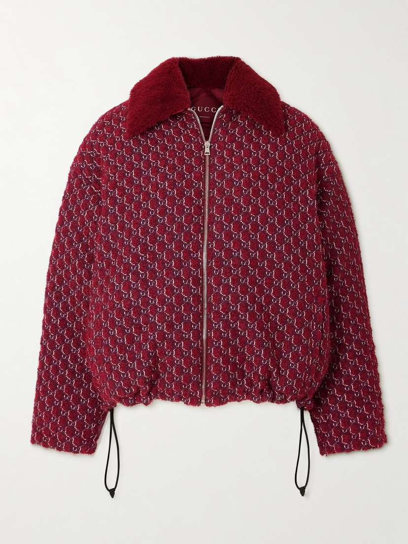 Gucci Shearling-trimmed Jacquard-knit Wool-blend Bouclé Jacket