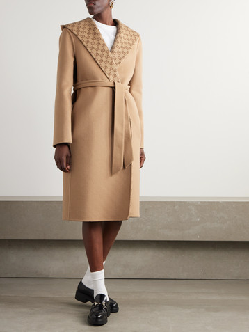 Gucci Reversible hooded belted wool and silk-blend jacquard coat
